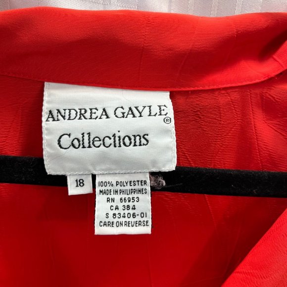 ANDREA GAYLLE WOMEN BLOUSE COLOR RED SIZE 18 LONG SLEEVE - Picture 5 of 12